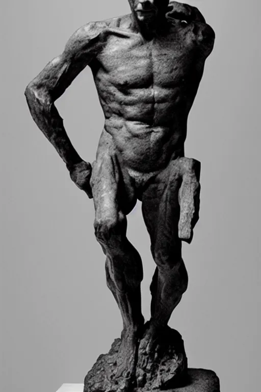 Image similar to full body, michel foucault sculpture by auguste rodin