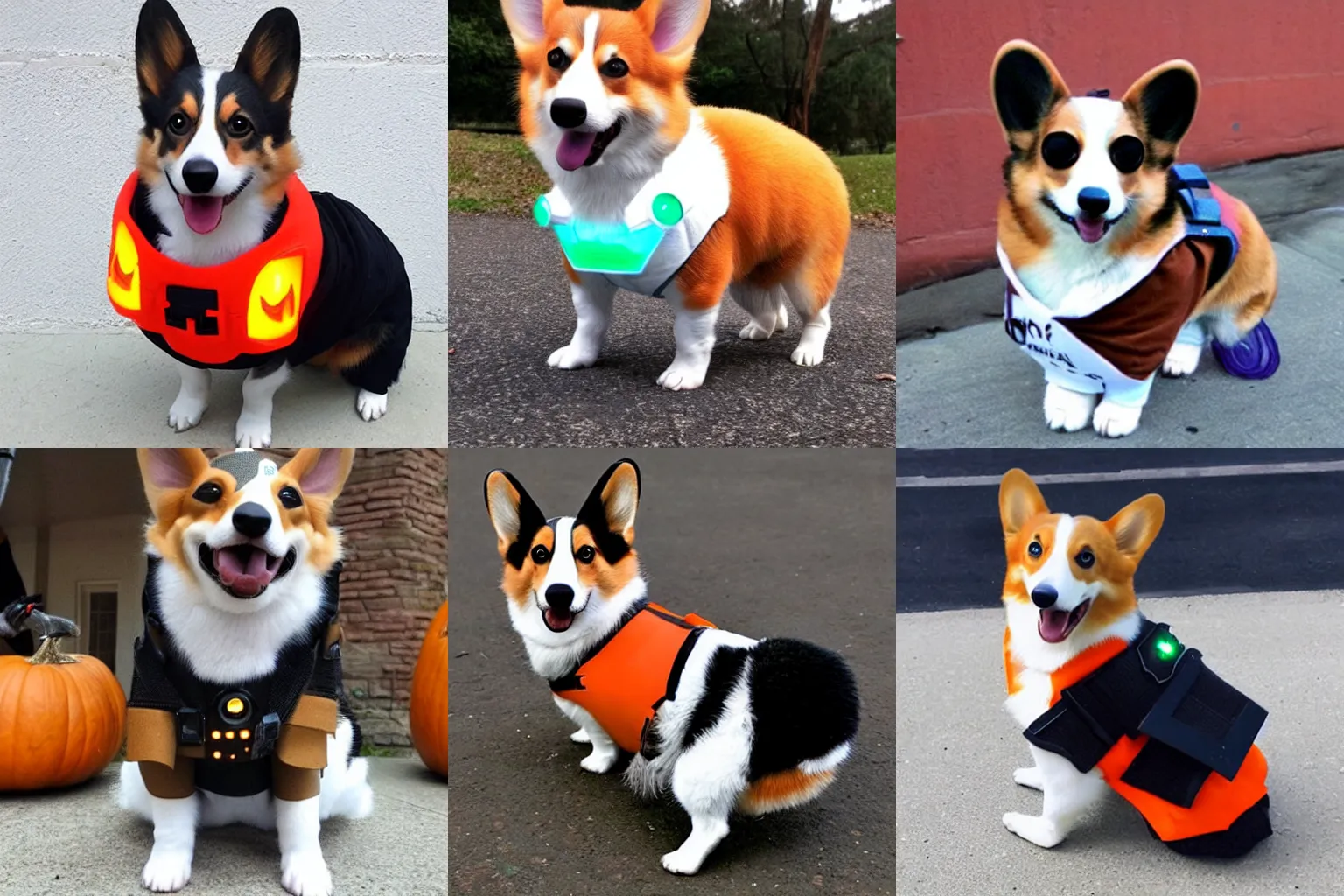 Prompt: corgi cyberpunk Halloween costume