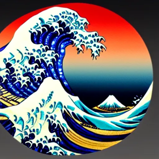 Image similar to a resin 3D print of The Great Wave off Kanagawa