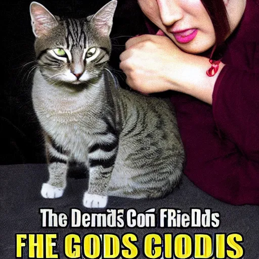 Image similar to the demon god is friends with a cat
