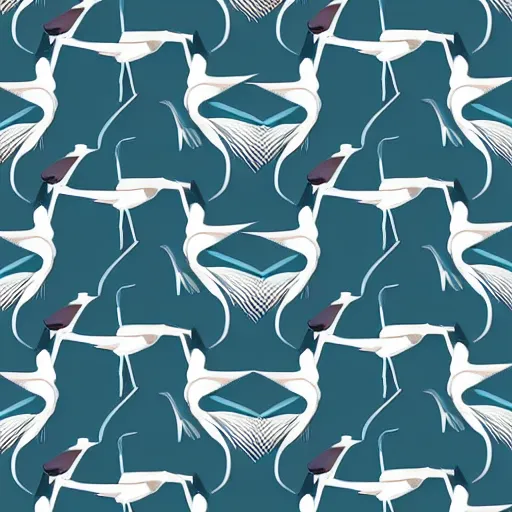 Image similar to fabric pattern of stylized minimalistic cranes