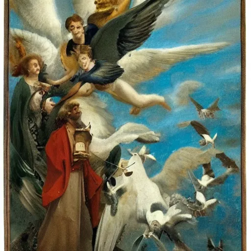 Image similar to angels hover above like vultures prey