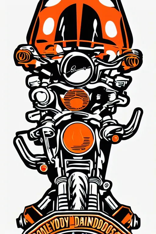 Image similar to Harley Davidson motorbike , sticker, colorful, illustration, highly detailed, simple, smooth and clean vector curves, no jagged lines, vector art, smooth