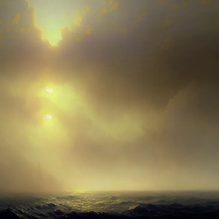 Prompt: a beautiful painting of the gold world tree on the sea by ivan aivazovsky and greg rutkowski and james gurney, in style of impressionism. dark fantasy, elden ring, hyper detailed, sharp focus, soft light. unreal engine 5. unreal engine 5 lumen. ray tracing. trending on artstation.