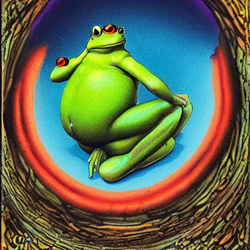 Prompt: warp magic hypno toad surrealism