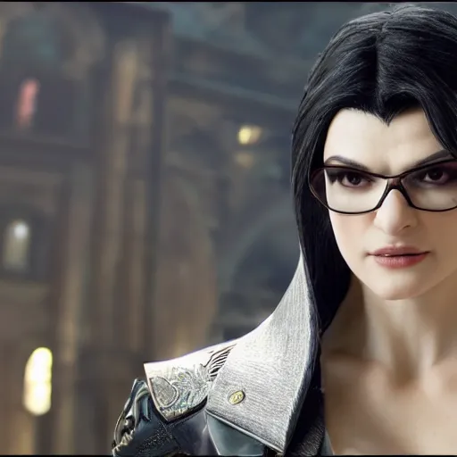 Image similar to rachel weisz as Bayonetta 8k hyperdetailed photorealism HDR