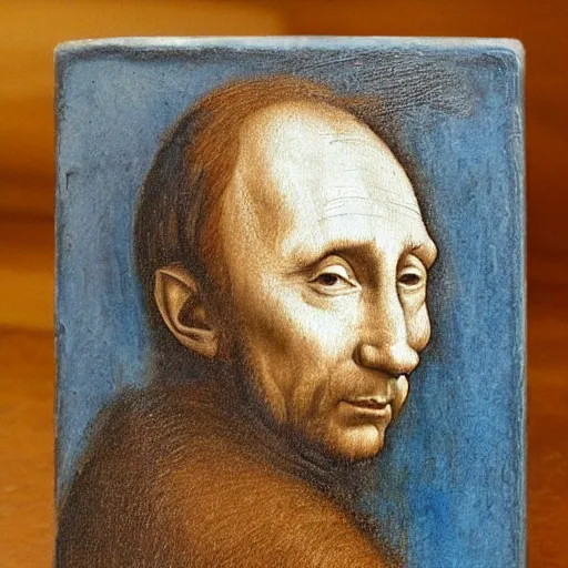 Image similar to rat with Putin's face, painting in the style of leonardo da vinci