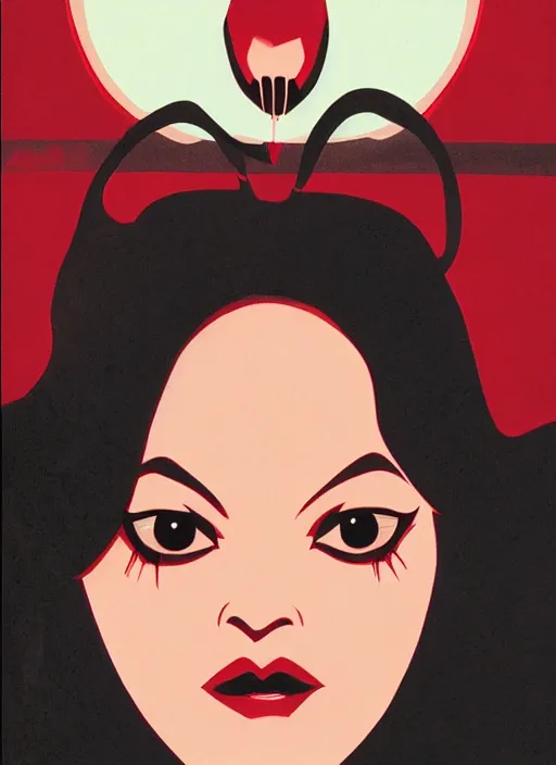 Prompt: beautiful female vampire, symmetrical face, by koson ohara, by darwyn cooke