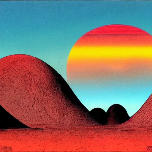 Image similar to martian landscape by Roger Dean