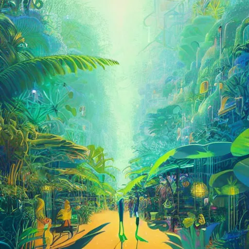 Image similar to disco diffusion painting of the jungle by victo ngai and malika favre, by rhads, makoto shinkai, madgwick, masterpiece, contest award winner