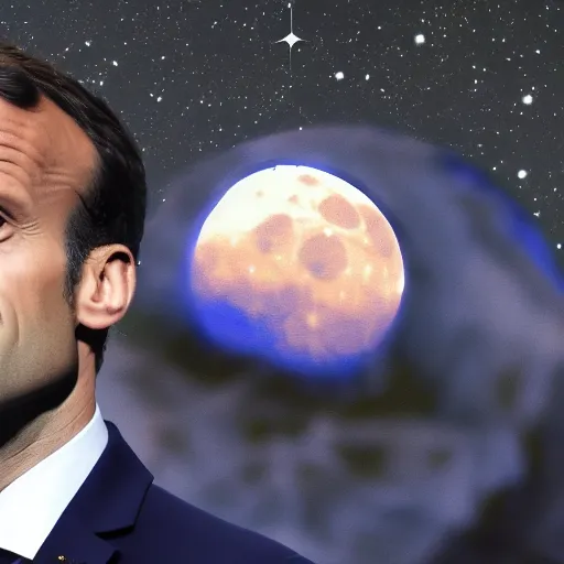 Prompt: emmanuel Macron, the French president in Apollo 11, hyper realistic multiple details, shimmering light