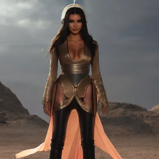 Image similar to victoria justice with kim kardashian body as princess padme in star wars episode 3, 8 k resolution, cinematic lighting, anatomically correct