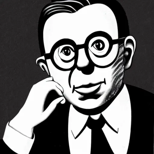 Prompt: cartoon sartre