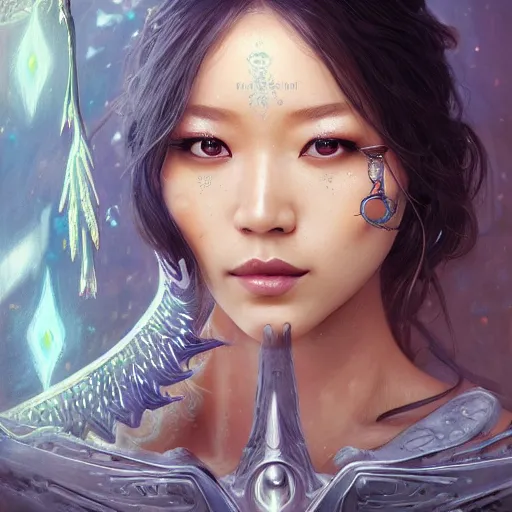 Prompt: ultra realistic illustration of asian beauty cj miles as a cyber shamanic witch casting am elderit h spell, intricate, elegant, highly detailed, digital painting, artstation, concept art, smooth, sharp focus, illustration, art by artgerm and greg rutkowski and alphonse mucha