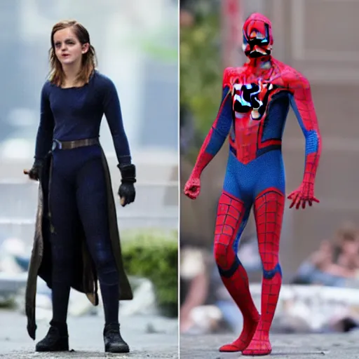 Prompt: Emma Watson as spider man