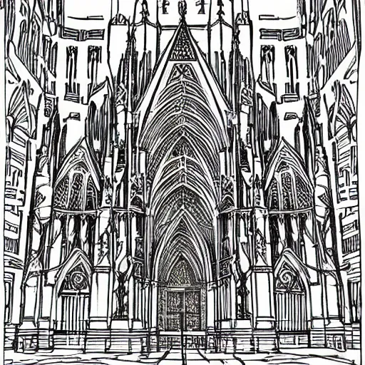 Image similar to cathedral, coloring book,