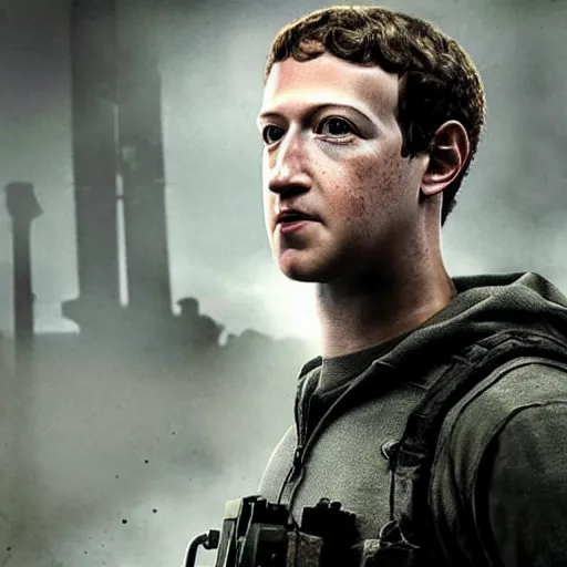 Prompt: Mark Zuckerberg as the main character in Call of Duty: Modern Warfare, highly detailed, high quality, HD, 4k, 8k, Canon 300mm, professional photographer, 40mp, lifelike, top-rated, award winning, realistic, sharp, no blur, edited