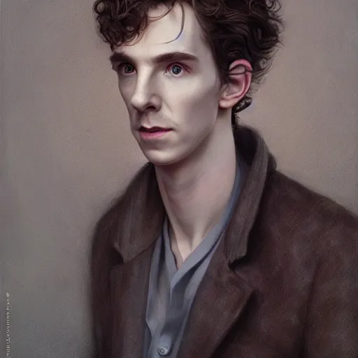 Prompt: portrait of a hybrid of benedict cumberbatch and freddie highmore and and timothee chalamet like the doctor who, photo realistic, highly detailed, perfect face, fine details, by ha gyung, zac retz, peter mohrbacher, hans thoma, greg rutkowski, alexandros pyromallis