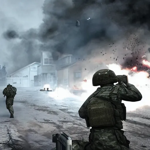 Image similar to first - person shooter game about ww 3