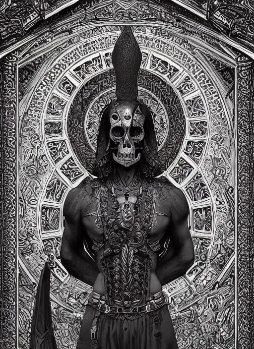 Image similar to digital _ painting _ of _ cizin mayan god of death _ by _ filipe _ pagliuso _ and _ justin _ gerard _ symmetric _ fantasy _ highly _ detailed _ realistic _ intricate _ port