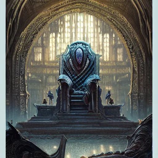 Image similar to rat overlord sitting on throne with hundreds of humans wordhipping, ssci - fi and fantasy, intricate and very very beautiful and elegant, highly detailed, digital painting, artstation, concept art, smooth and sharp focus, illustration, art by greg rutkowski