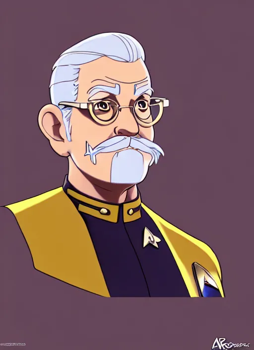 Prompt: cute star trek officer colonel sanders, natural lighting, path traced, highly detailed, high quality, digital painting, by don bluth and ross tran and studio ghibli and alphonse mucha, artgerm