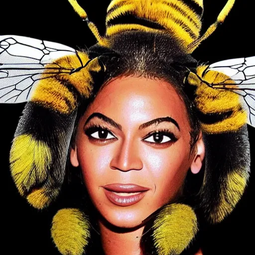 Prompt: beyonce as a bee hybrid