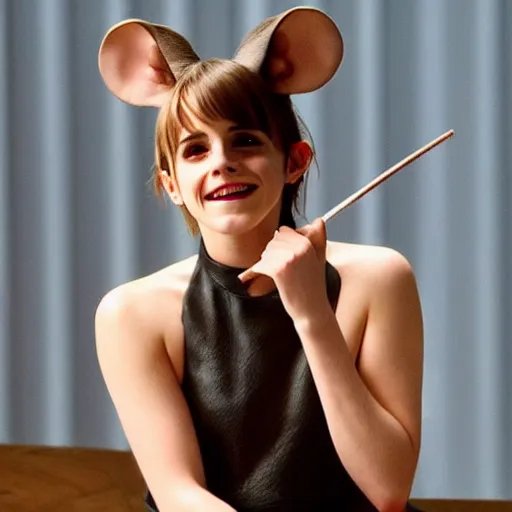 Image similar to Emma Watson cosplaying as a mouse