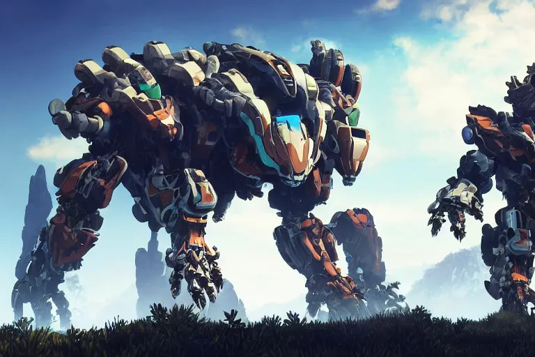 Image similar to watcher machine mecha animal beast robot of horizon forbidden west horizon zero dawn bioluminiscence global illumination ray tracing hdr fanart arstation by sung choi and eric pfeiffer and gabriel garza and casper konefal