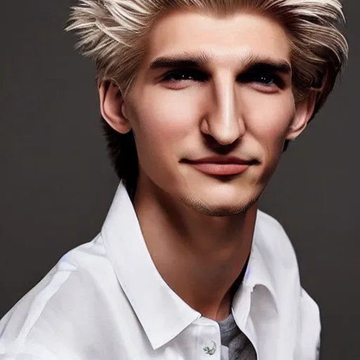 Image similar to really handsome gigachad xqc, beauty magazine photograph