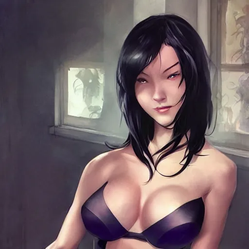 Prompt: cassandra cain wearing a satin bra!!!! laying in bed!!!, giggling, beautiful face!!!!, 2 7 years old, cg animation, lifelike, animated, realistic, by artgerm, greg rutkowski, 3 d