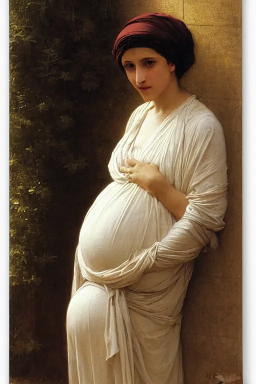 Image similar to pregnant woman under street light by Edwin Long, Bouguereau, Rutkowski