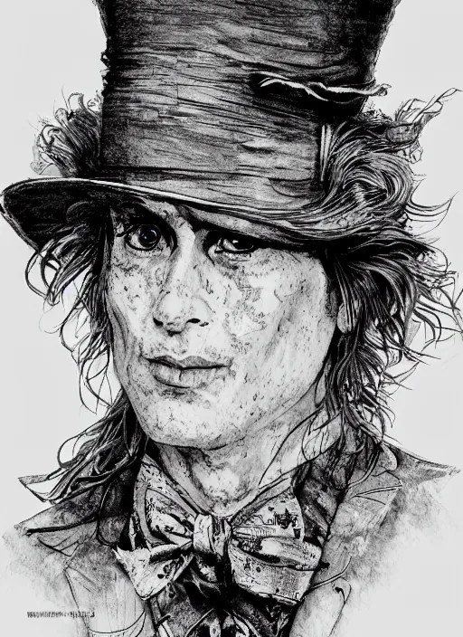 Prompt: portrait, The Mad Hatter, watercolor, dramatic lighting, cinematic, establishing shot, extremly high detail, foto realistic, cinematic lighting, pen and ink, intricate line drawings, by Yoshitaka Amano, Ruan Jia, Kentaro Miura, Artgerm, post processed, concept art, artstation, matte painting, style by eddie mendoza, raphael lacoste, alex ross