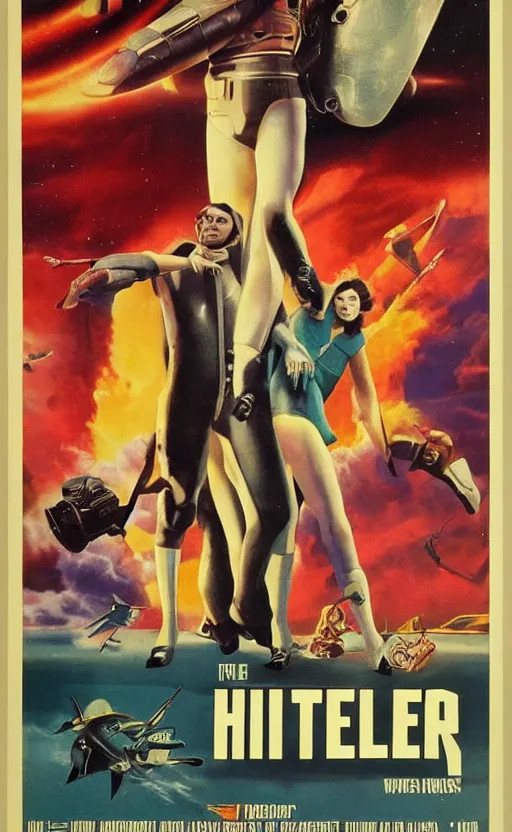 Image similar to retrofuturism movie poster, hd, giant killer socks