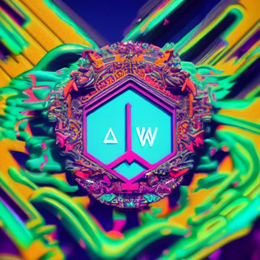 Image similar to a and w vaporwave logo, colorful, digital art, cosmic, 3 d high definition, trending on art station, photorealistic, high resolution, 8 k, octane, hyper detailed, insane details, intricate, elite, ornate, elegant trend, highly detailed and intricate, sharp focus, photography, unreal engine