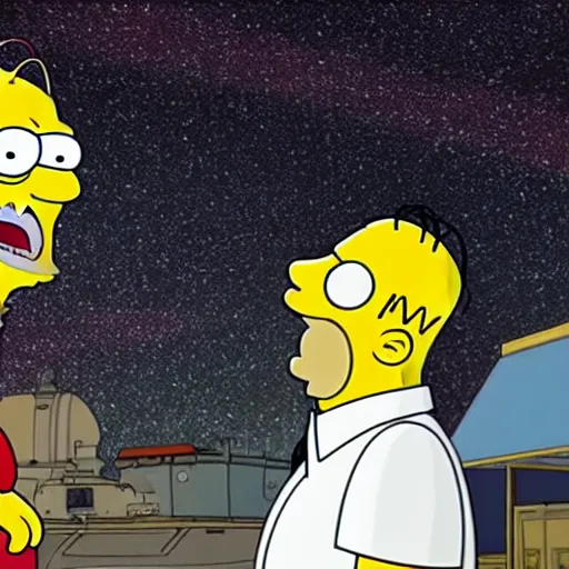 Image similar to Homer Simpson meeting Peter Griffin in space