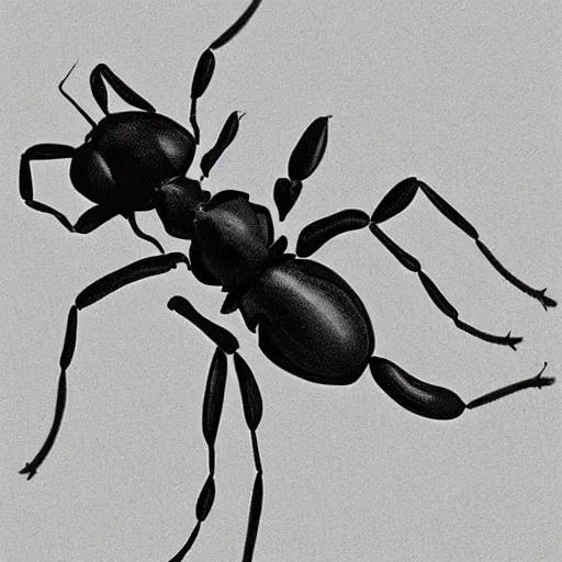 Prompt: ant, black and white, botanical illustration