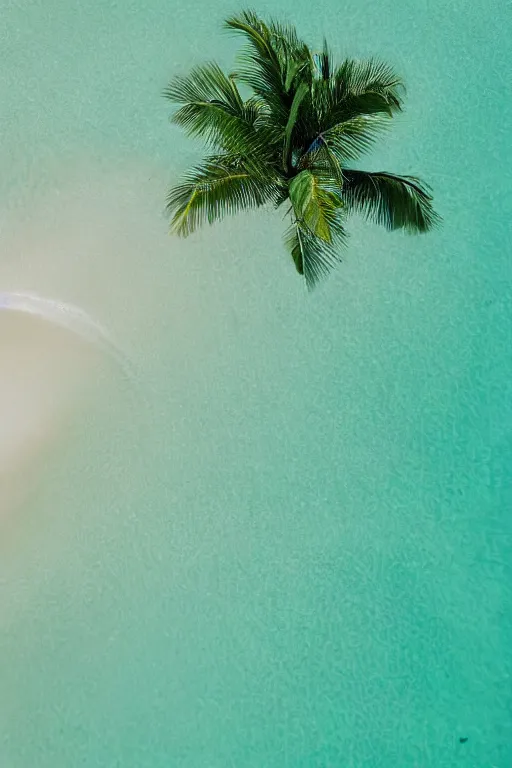 Prompt: palm over crystal clear water photograph