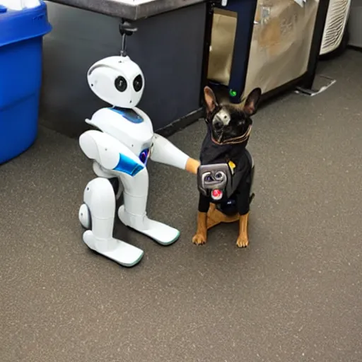 Image similar to teaching a robot dog to poo beer