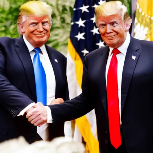 Image similar to donald trump and magnus carlsen shaking hands