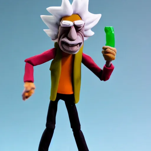 Prompt: Rick Sanchez, claymation style