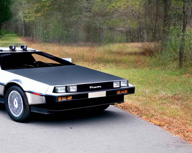 Image similar to new prototype delorean, dslr