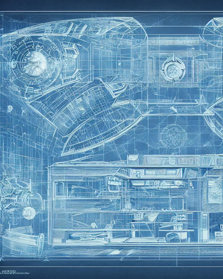 Image similar to futuristic space station, detailed blueprint and schematic with text and illustrated zoomed - in snippets, glorious intricate detailed superb, pristine clean design, center frame, desaturated, concept art, with highly detailed blueprints and text, marker concept art style rendering