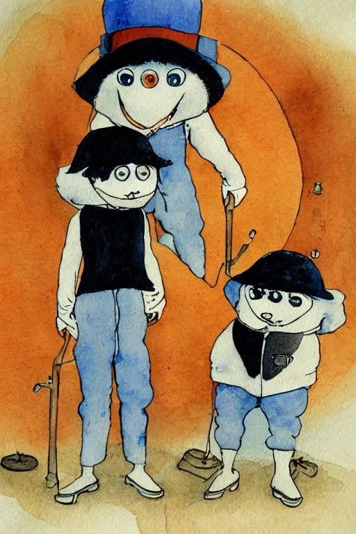 Image similar to a clockwork orange characters as mongooses, children's book, melancholy, watercolor, illustrated