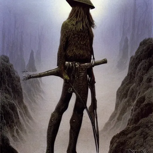 Image similar to Elven ranger, Zdzisław Beksiński