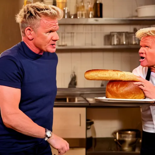 Image similar to gordon ramsay yelling at a loaf of bread