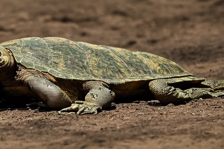 Image similar to half turtle, half comodo dragon