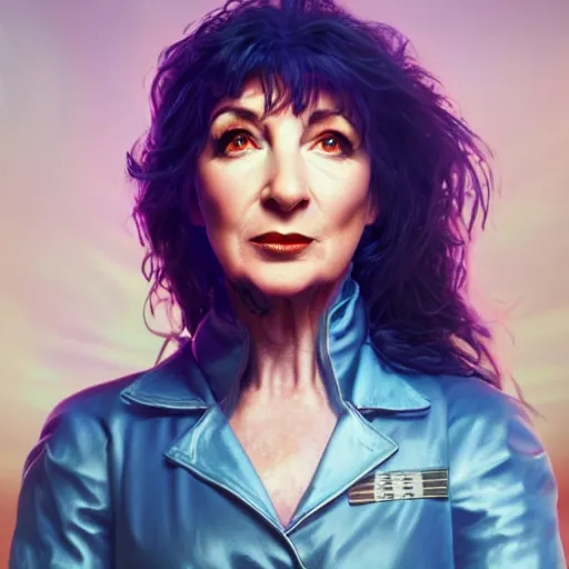 Prompt: A hyper real comic book style portait painting of Kate Bush on the moon, unreal 5, hyperrealistic, octane render, cosplay, RPG portrait, dynamic lighting