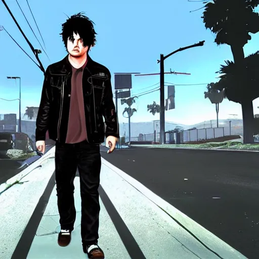 Prompt: Billie Joe Armstrong as a gta5 character, video game art, cover art, grand theft auto