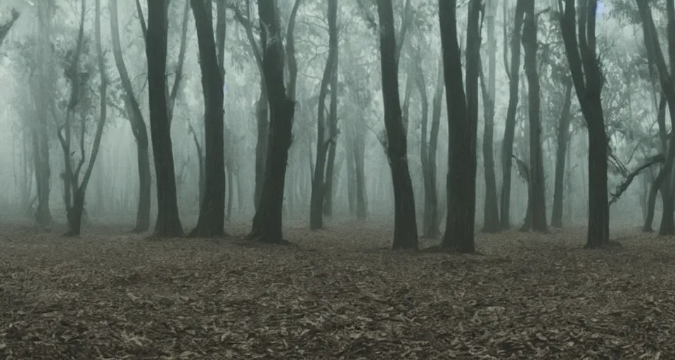 Prompt: an extremely detailed cinematic movie shot of a creepy foggy forest with twisted trees, in the style of tim burton
